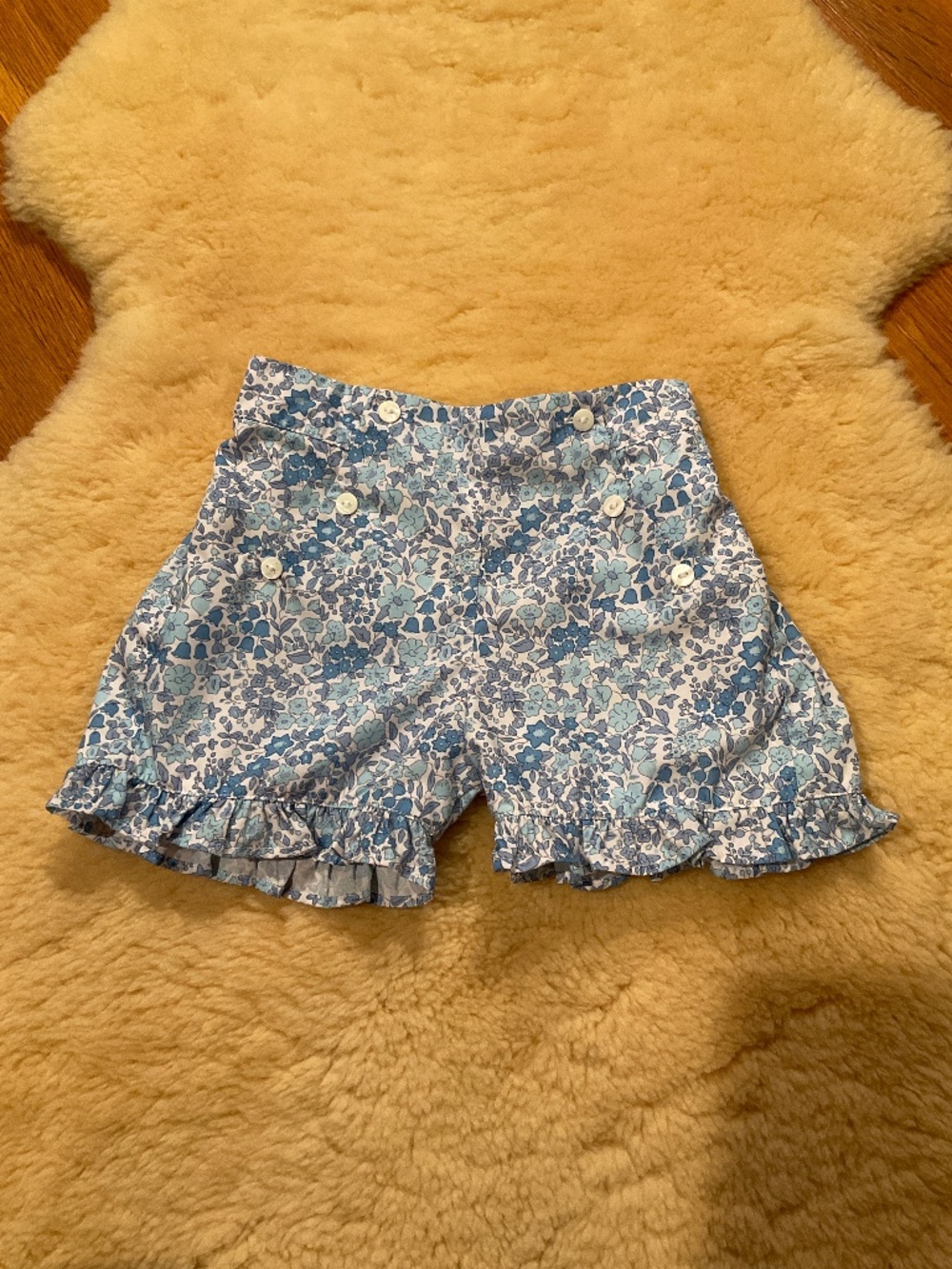 Cecil and Lou blue floral ruffled shorts
